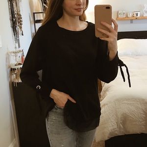 Tulle trim sweatshirt